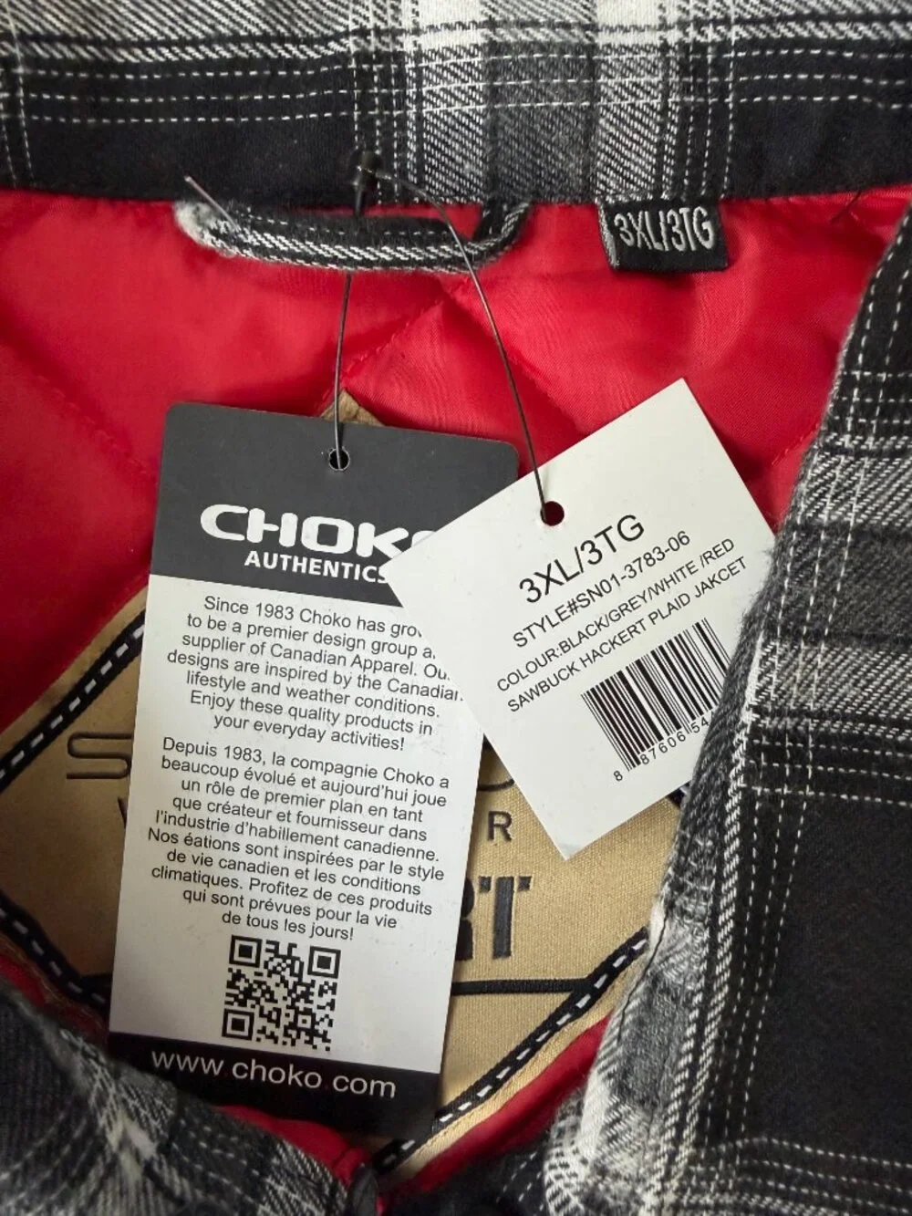 Snap-On Tools Choko Sawbuck Hackert Quilted Flannel Shacket Jacket Mens 3XL -NWT